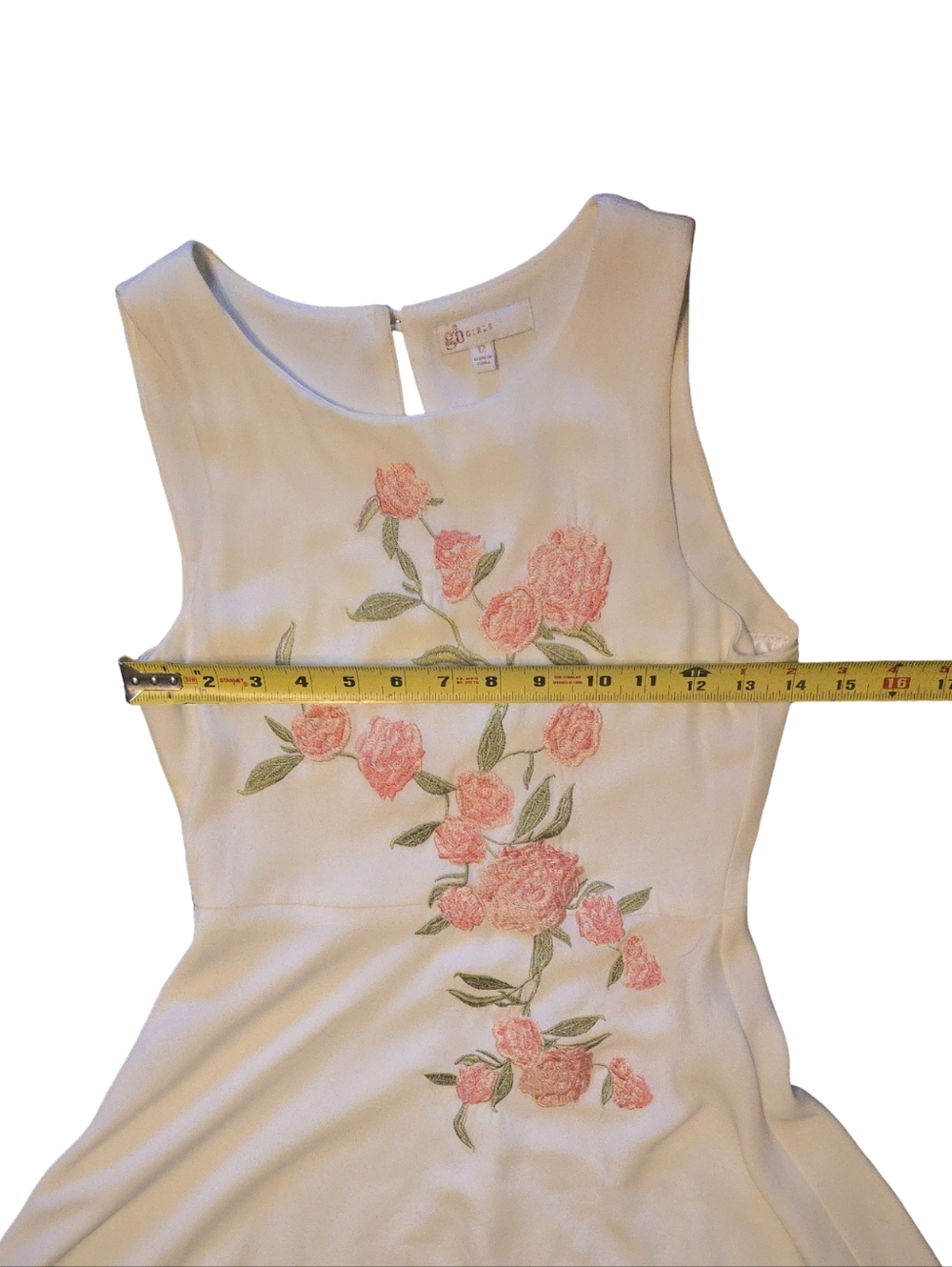 Elegant White High-Low Floral Embroidered Dress Girls Size 12 - Picture 5 of 8